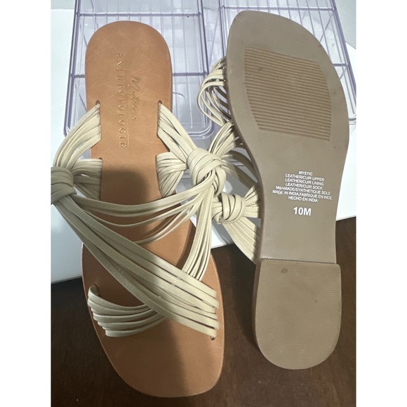 Matisse Anthropologie Knotted Strap Sandals‎ Slides Flats Neutral Size 10M - Picture 4 of 5